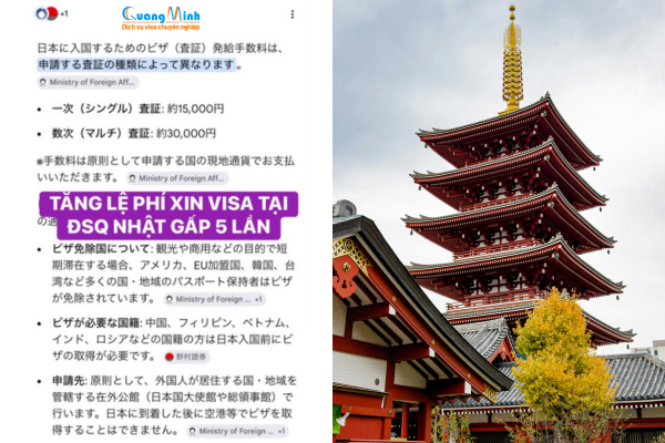 visa nhật bản tăng phí  - quang minh visa